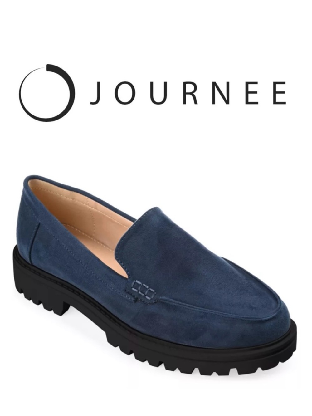 JOURNEE COLLECTION Erika Blue Suede Slip-on Loafers Platform Preppy Upscale 8.5W
